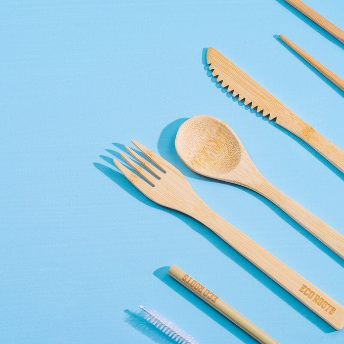 Eco Friendly Gifts, Bamboo Cutlery Set Metal Straws Zero Waste